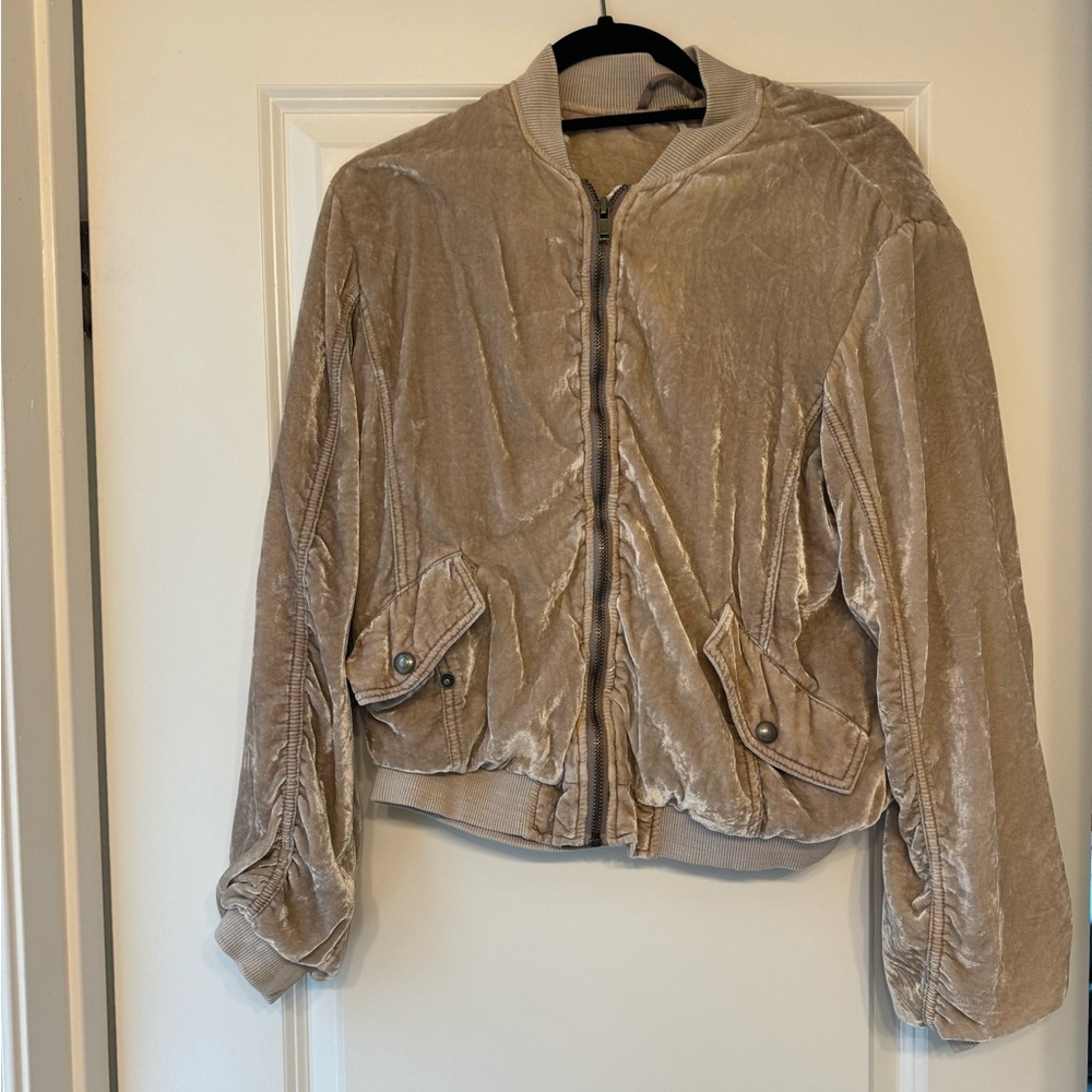 Velvet pink bomber jacket